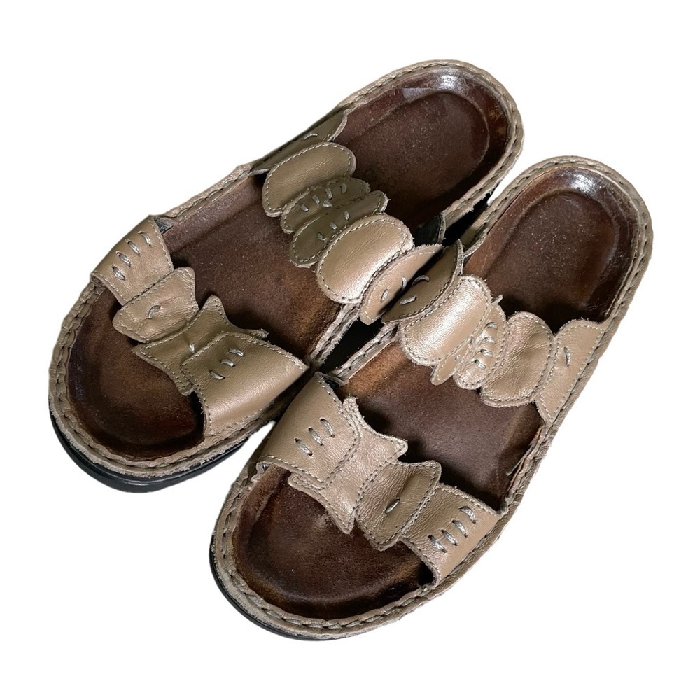 NAOT Leather Orthopaedic Slip On Sandals Tan 37